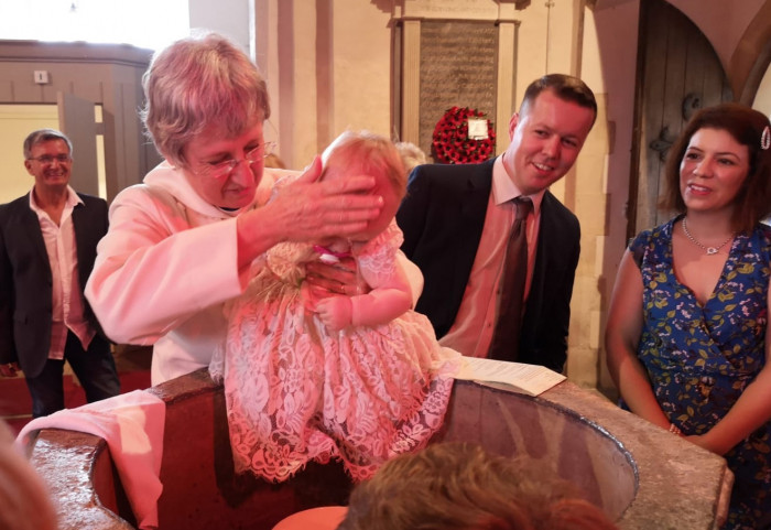 Lucy's baptism in Heckfield in Sept 2019
