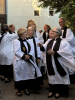the clergy and lay ministers starting to assemble outside