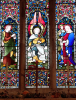 the stained glass, with all its flowers, was matching the harvest colours